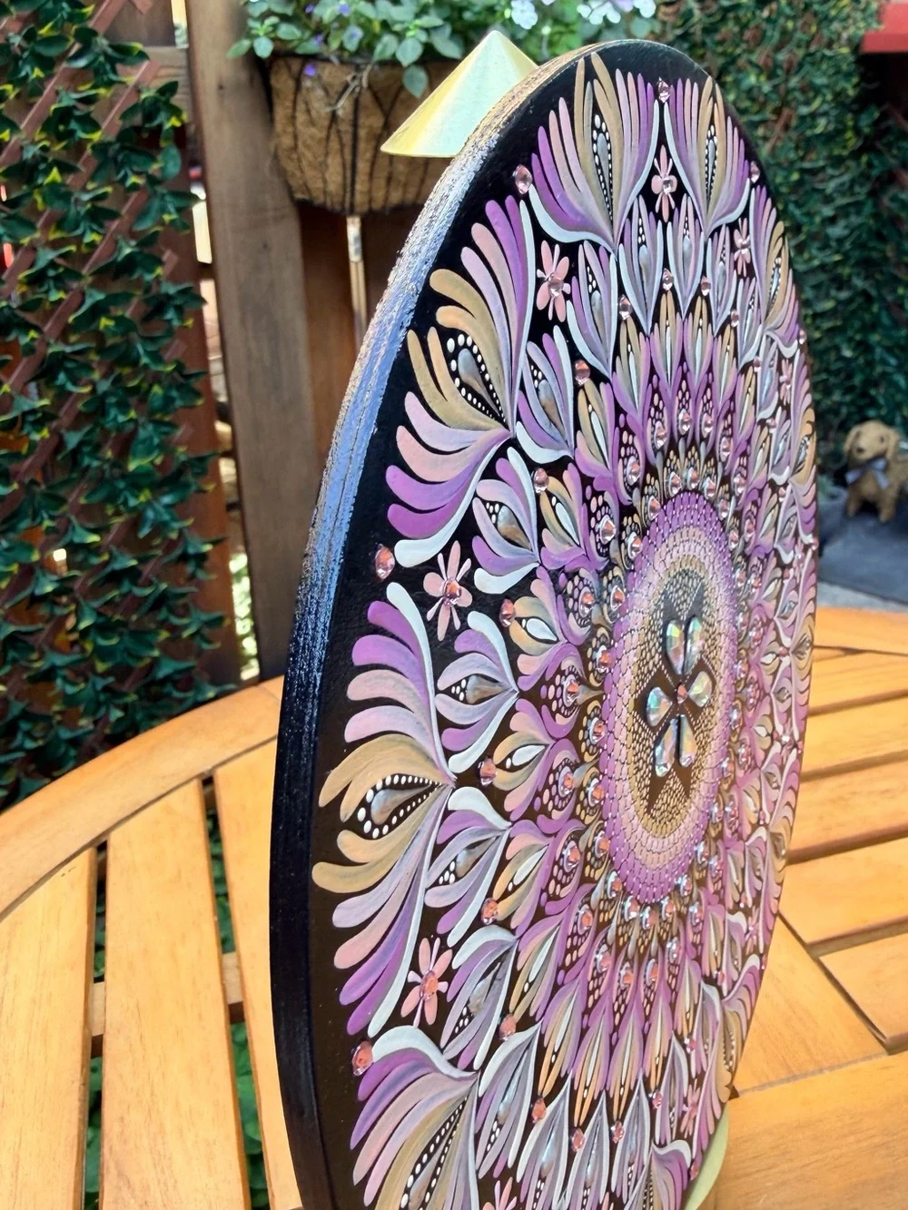 Hand Painted Pink Lavender Mandala Wall Art 10” Boho Decor